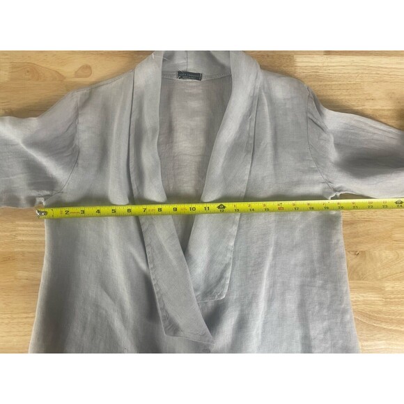 NEW LUCA VANUCCI Italy Linen Jacket Women’s Sz Med Gray Open Front Long Sleeve - Picture 3 of 6